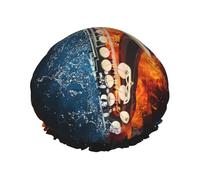 Elastic Band Waterproof Shower Cap, Double Layers Reusable Shower Cap for Women, Ice Fire Saxophone Music Art