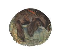 Elastic Band Waterproof Shower Cap, Double Layers Reusable Shower Cap for Women, Labrador Dog Lab Chocolate