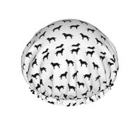Elastic Band Waterproof Shower Cap, Double Layers Reusable Shower Cap for Women, Labrador Retriever Black On White
