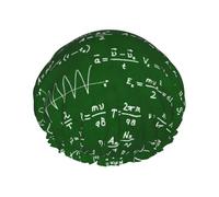 Elastic Band Waterproof Shower Cap, Double Layers Reusable Shower Cap for Women, Math Equations Formulas