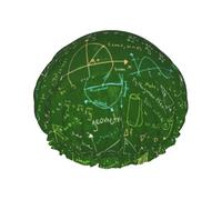 Elastic Band Waterproof Shower Cap, Double Layers Reusable Shower Cap for Women, Math Question