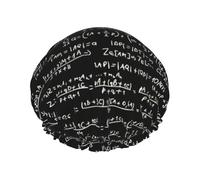 Elastic Band Waterproof Shower Cap, Double Layers Reusable Shower Cap for Women, Mathematical Formula