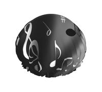 Elastic Band Waterproof Shower Cap, Double Layers Reusable Shower Cap for Women, Music Notes Print