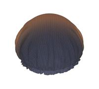 Elastic Band Waterproof Shower Cap, Double Layers Reusable Shower Cap for Women, Navy Blue And Rust Brown Digital Herringbone
