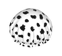 Elastic Band Waterproof Shower Cap, Double Layers Reusable Shower Cap for Women, Painterly Dalmatian Animal Print