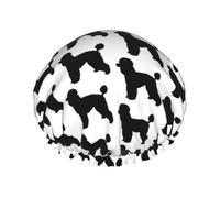 Elastic Band Waterproof Shower Cap, Double Layers Reusable Shower Cap for Women, Poodle Dog Silhouette