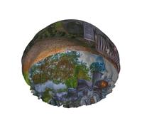 Elastic Band Waterproof Shower Cap, Double Layers Reusable Shower Cap for Women, Pretty Steam Train