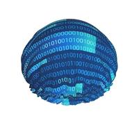 Elastic Band Waterproof Shower Cap, Double Layers Reusable Shower Cap for Women, Programmer Code Blue