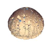 Elastic Band Waterproof Shower Cap, Double Layers Reusable Shower Cap for Women, Rain Drops On Glass Printed