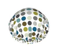 Elastic Band Waterproof Shower Cap, Double Layers Reusable Shower Cap for Women, Retro Mod Polka Dot Pattern