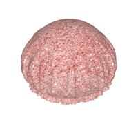 Elastic Band Waterproof Shower Cap, Double Layers Reusable Shower Cap for Women, Rose Gold Pink Glitter