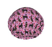 Elastic Band Waterproof Shower Cap, Double Layers Reusable Shower Cap for Women, Rottweiler Valentines Dog Love Best Dogs Rottweilers