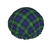 Elastic Band Waterproof Shower Cap, Double Layers Reusable Shower Cap for Women, Scots Style Clan Forbes Tartan Plaid