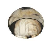 Elastic Band Waterproof Shower Cap, Double Layers Reusable Shower Cap for Women, Shih Tzu Little Dog