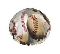 Elastic Band Waterproof Shower Cap, Double Layers Reusable Shower Cap for Women, Sports Baseball
