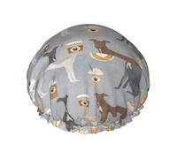 Elastic Band Waterproof Shower Cap, Double Layers Reusable Shower Cap for Women, Talian Greyhound