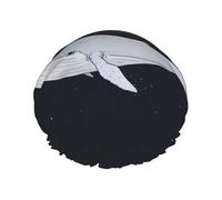 Elastic Band Waterproof Shower Cap, Double Layers Reusable Shower Cap for Women, The Whale In The Night