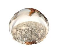 Elastic Band Waterproof Shower Cap, Double Layers Reusable Shower Cap for Women, Tiger Baby Tigerfamile Young