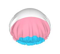 Elastic Band Waterproof Shower Cap, Double Layers Reusable Shower Cap for Women, Transgender Pride Flag LGBT