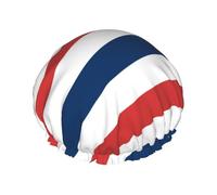 Elastic Band Waterproof Shower Cap, Double Layers Reusable Shower Cap for Women, Vintage Barber Pole Spiral Made Of Colorful Stripes Medieval