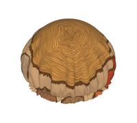 Elastic Band Waterproof Shower Cap, Double Layers Reusable Shower Cap for Women, Vintage Tree Rings Pattern