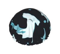 Elastic Band Waterproof Shower Cap, Double Layers Reusable Shower Cap for Women, Watercolor Hammerhead Shark