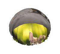Elastic Band Waterproof Shower Cap, Double Layers Reusable Shower Cap for Women, Welsh Corgi