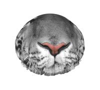Elastic Band Waterproof Shower Cap, Double Layers Reusable Shower Cap for Women, White Beautiful Tiger Print