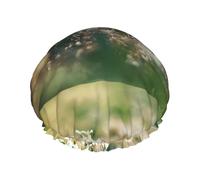 Elastic Band Waterproof Shower Cap, Double Layers Reusable Shower Cap for Women, Wild Spring Snowdrop