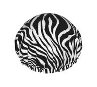 Elastic Band Waterproof Shower Cap, Double Layers Reusable Shower Cap for Women, Zebra Print