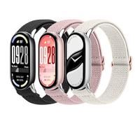 Elastic Bands Compatible with Xiaomi Smart Band 10/9/8 for Women Men, Adjustable Soft Stretch Nylon Sport Replacement Wristband for Xiaomi Mi Band 10/9 / 8 (Black+Pink Sand+Starlight)