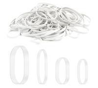 Elastic Bands Heavy Duty 100Pcs Rubber Bands Natural Strong Elastic Bands Thick 200g Rubber Band Stretchable Rubber Bands Sizes 25mm 38mm 60mm 70mm for Home School Office Money Bands,White