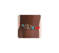 Elastic Beaded Ankle Bracelets for Women Double Heart Layered Stretch Ankle Bracelets Waterproof Dainty Boho Beaded Anklets for Summer Beach Foot Jewelry, Adjustable, Acrylic, no gemstone