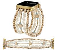Elastic Beaded Bracelet Compatible with Apple Watch Band Women 38-49mm,Stretch Pearl Beads Band for iWatch Series 11-1,SE,Ultra (Starfish, 38mm S 5.2-5.7 inch)