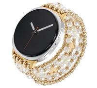 Elastic Beaded Bracelet Compatible with Samsung Galaxy Watch 8 40mm/44mm,Galaxy Watch 8 Classic 46mm,Stretch Pearl Beads Band Women (Cross/Gold, S 5.2-5.7 inch)