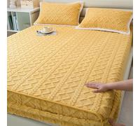 Elastic Bed Sheet, Breathable Soft Taffeta Queen Size Fitted Sheet, Warm Mattress Covers with Deep Pocket, All-Inclusive Non-slip Bed Cove(Yellow,70.86x78.74in)