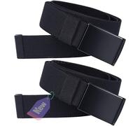 Elastic Belts for Men & Women - 2 Pack No-Hole Automatic Stretch Belt | Adjustable Nylon Webbed Fabric Belts with Metal Buckle for Work, Casual, Outdoor, Golf
