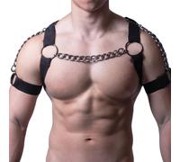 Elastic Body Chest Harness Chain Strap Leathers Punk Chain Choker Men Chest Harness Nightclub Cosplay Costume Accessory Punk Men For Women Black Leathers Belt For Women Body Waist Chains