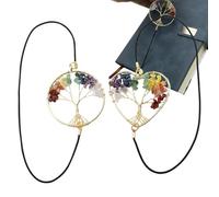 Elastic Bookmark - 2 Elastic Bookmarks with Vintage Tree Design and Clip | Bookmarks with Crystals for Book Enthusiasts - For Notes Agenda Organizer Reading Lovers Goals and Goals