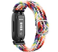 Elastic Braided Straps Compatible with Fitbit Inspire 3/ Inspire 2/Inspire/Inspire HR/Ace 3/Ace 2 Women Men Kids, Adjustable Stretchy Wristbands Loop Sports Replacement Band (Official Rainbow)
