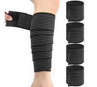 Elastic Calf Compression Bandage Sleeve,4PCS 180cm Black Leg Compression Sleeve for Men and Women,Breathable Adjustable Design for Sport Gym Squats Running Weightlifting Calf Workout