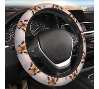 Elastic Car Steering Wheel Cover, Universal 15 Inch Stretch Auto Steering Wheel Cover, Microfiber Cute Giraffe Steering Wheel Protective Cover Car Interior Accessory