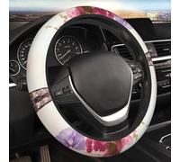 Elastic Car Steering Wheel Cover, Universal 15 Inch Stretch Auto Steering Wheel Cover, Microfiber Eiffel Tower Spring Flowers Steering Wheel Protective Cover Car Interior Accessory