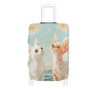 Elastic carry on luggage cover protector Dustproof suitcase covers Baggage Protector Fit 18-32 Inch Luggage, cartoon Devon Rex cats a river, XL 29-32 in