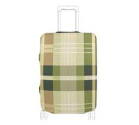 Elastic carry on luggage cover protector Scratch-Resistant Fit cover for suitcase travel essentials Fit 18-32 Inch Luggage, Plaid Khaki olive green print, XL 29-32 in