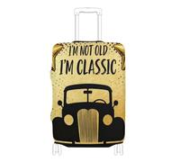 Elastic carry on luggage cover protector Scratchproof carry on suitcase cover luggage protector Fit 18-32 Inch Luggage, 70s vintage trendy car gold black, L 26-28 in