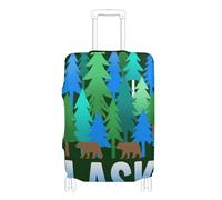 Elastic carry on luggage protector cover Anti Scratch suitcase elastic cover travel accessories Fit 18-32 Inch Luggage, Alaska Fluorescent forests, S 18-20 in