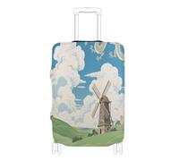 Elastic carry on luggage protector cover Dustproof Baggage cover suitcase protector Fit 18-32 Inch Luggage, grass cloud sky, L 26-28 in