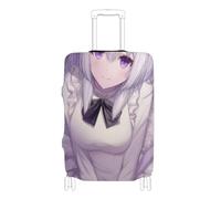 Elastic carry on luggage protector cover Scratch-Resistant Fit suitcases cover luggage protection Fit 18-32 Inch Luggage, cute fox anime girl, L 26-28 in