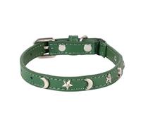 Elastic Cat Collar with Adjustable Buckle Star Moon Decor for Small Large Cats (Green, 27.5 cm)